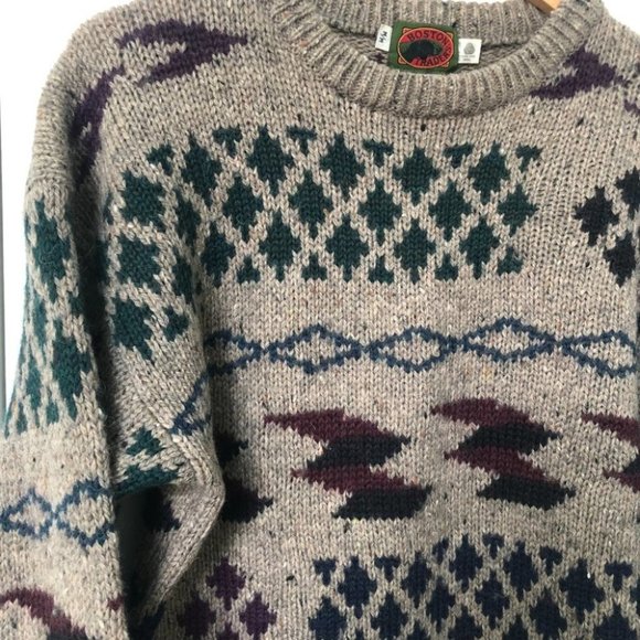 Vintage Boston Traders Wool Funky Geometric Grandpa Sweater - Picture 5 of 6